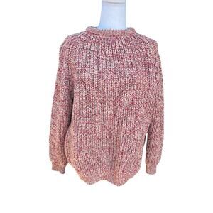The Irish Collection Ireland 100% Pure Wool Sweater Red Chunky Cable Knit Size L
